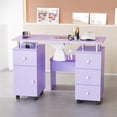 thumbnail image 6 of Ktaxon Nail Desk and Chair Set, Manicure Table Storage Station with 4 Drawers, Lockable Wheels, Purple, 6 of 7