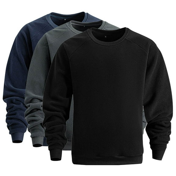 UVEASISHA Fleece Sweatshirt Mens Fuzzy Long Sleeve Pullover Tops Winter Casual Crewneck Sweatshirts Comfy Warm Workout Shirts Black 3XL