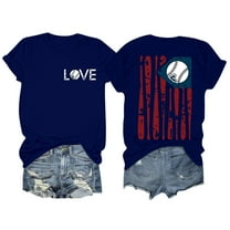 WeikingpWomen Baseball Shirt Printed T Shirts Women Daily Casual Printed Short Sleeve O Neck T Shirt Tops Tshirts Shirts for Women Blue 2XL Clearance！