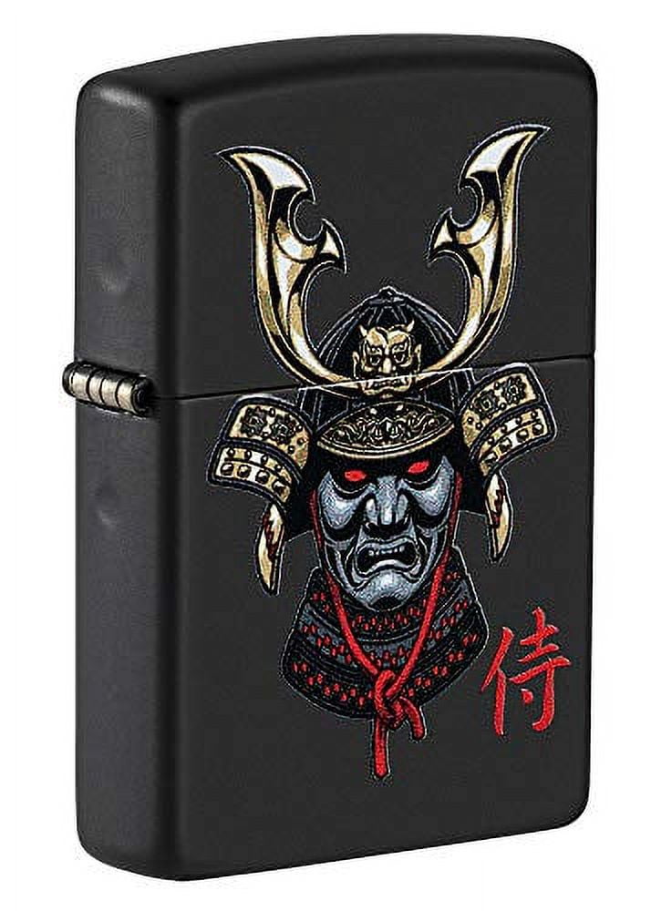 Zippo Samurai Helmet Design Black Matte Pocket Lighter, One Size