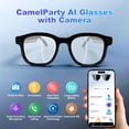 thumbnail image 3 of CamelParty AI Smart Glasses with Camera and Bluetooth, Recording Sunglasses with Voice Assistant, WI-FI, Real-Time Translation, Hands-Free Calls & Music, 3 of 9