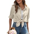 thumbnail image 2 of Shirts For Women Daily Casual Linen Button Down Shirts Long Sleeve Shirts Tops Casual Collared Blouses Loose Fit Shirt Womens Tops, 2 of 6