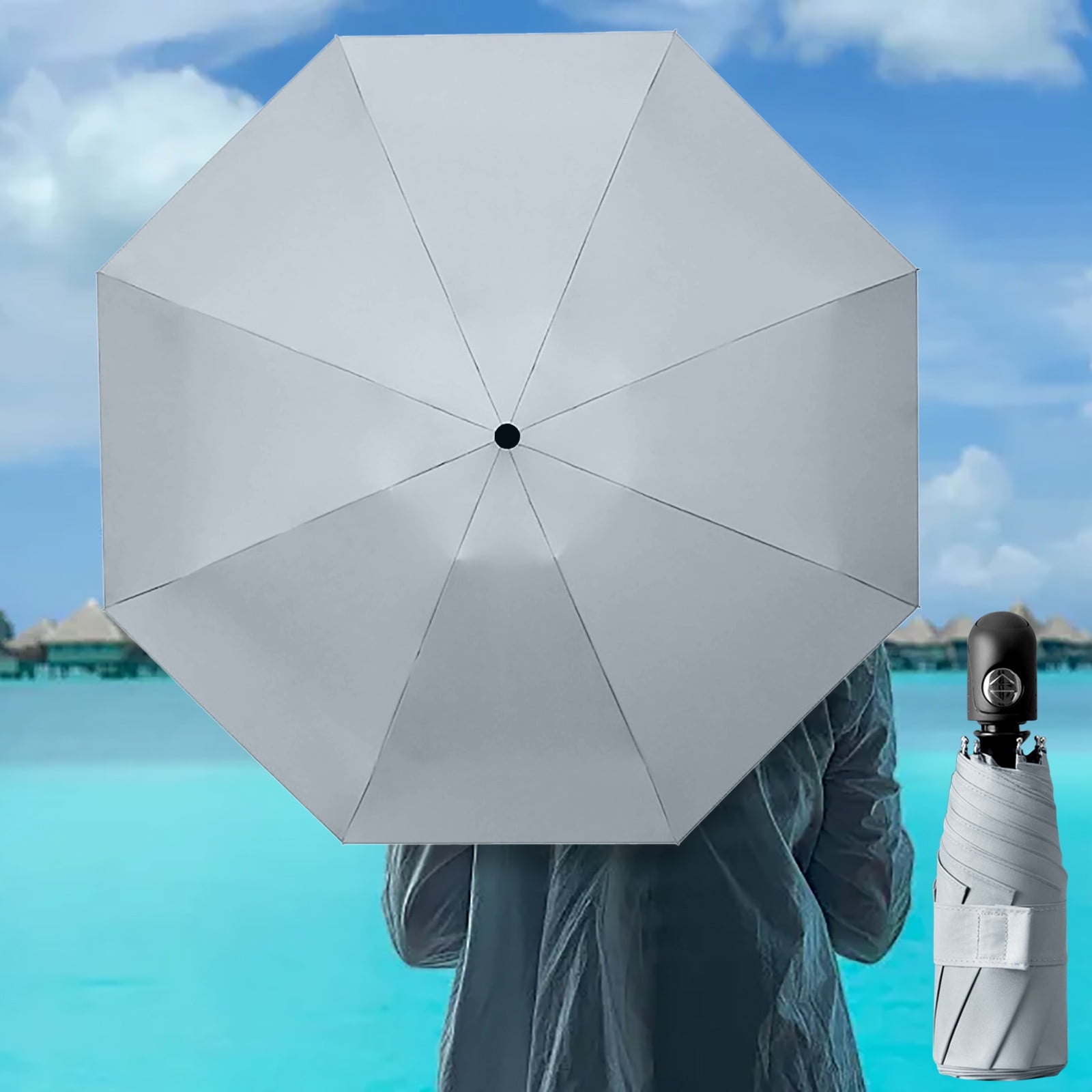 Aqestyerly Compact Sunshade Umbrella Lightweight Travel Umbrella