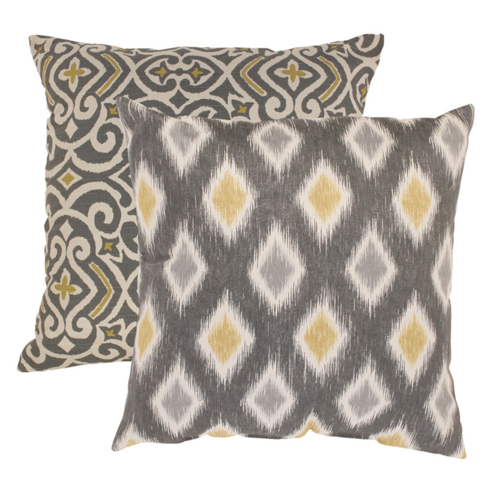 Pillow Perfect Damask & Rodrigo Graphite Throw Pillows Set of 2