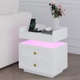 thumbnail image 3 of 4 EVER WINNER White Nightstand Set of 2 with Adjustable LED Lights and Charging Station Modern Bedside Tables with 2 Drawers, Floating Design End Tables for Bedroom Living Room, 3 of 8