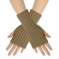 thumbnail image 2 of TERGAYEE Womens Fingerless Gloves,Winter Warm Knit Crochet Thumbhole Arm Warmers,Knitted Gloves Warm Gloves,Knit Arm Warmers,Winter Warm Gloves Cold Weather Mittens, 2 of 6