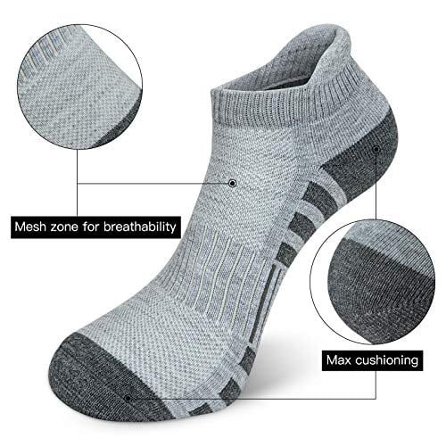 6 Pairs Airacker Ankle Athletic Running Socks Cushioned Breathable Low Cut Sports Tab Socks for Men and Women