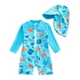 thumbnail image 3 of Krdevn Baby Boys Starfish and Seashell Print UPF 50+ One Piece Rash Guard Swimsuit with Matching Sun Hat Size:18-24 Months, 3 of 4