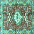 thumbnail image 1 of Ahgly Company Machine Washable Indoor Square Persian Turquoise Blue Traditional Area Rugs, 3' Square, 1 of 4