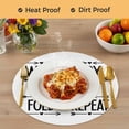 thumbnail image 4 of Laundry Round 13 Inch Placemats Set of 2, Black Words Funny Wash Dry Fold Minimalist HeatResistant Non Slip Place Mats for Dining Table, Wipeable Braided Kitchen Table Mats for Housewarming, 4 of 9