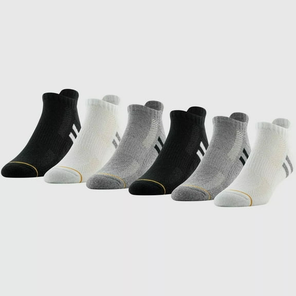 Gold Toe BLACK/WHITE Men's Modern Essential No Show Socks 6pk, US 6-12.5
