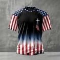 thumbnail image 2 of WEIWEN Men's 4th of July T-Shirts Cross USA Flag 4th July American Star Stripes Patriotic T Shirts for Man Red White and Blue Tshirts Muscle Tops Black, S, 2 of 4