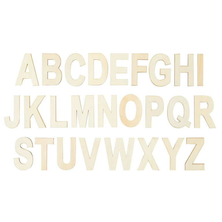 62 Piece Unfinished Wooden Alphabet Letters for Crafts, 2 Extra