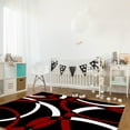 thumbnail image 3 of Area Rug 5'x8' Modern Red White Geometric Circles Abstract Art Washable Area Rugs Non Shedding Floor Carpet Rubber Backing Non-Slip Indoor Mats for Living Room Bedroom Kitchen, 3 of 8