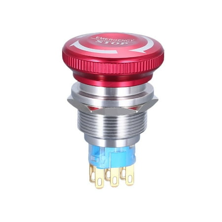

Flame Retardant Metal Red Self-locking Emergency Stop Switch 16/19/22mm Button Switch Mushroom Head 22MM 2NO2NC