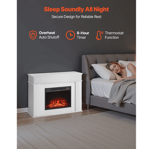 43-Inch 1500W 5120BTU Freestanding Electric Fireplace Stove Heater with Mantel White