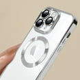 thumbnail image 5 of Magnetic Clear for iPhone 11 Pro Max Case with Camera Lens Protector [Compatible with MagSafe] Luxury Plating Bumper Soft TPU Shockproof Protective Slim Phone Cover for Women Girls-Silver, 5 of 12