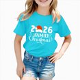 thumbnail image 5 of sdbrld Girls' Tees Tops, Kids Christmas Gifts Short Sleeve Graphic Shirts Holiday Clothes Blue Sizes 7-8 Years, 5 of 6