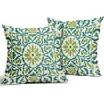 thumbnail image 2 of Teal Green Boho Pillow Covers 18 X Inch Bohemian Ethnic Carpet Style Vintage Flower Print Decorative Throw Pillows Outdoor Linen Square Cushion Case Farmhouse Decor Set of 2, 2 of 6