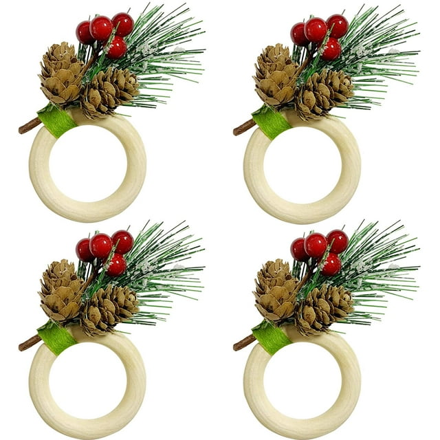 Anillos de servilleta de Navidad Set de 4, anillos de servilleta e para boda, San Valentín, banquete, cumpleaños, decoración de mesa de Acción de Gracias (árbol de Navidad copo de nieve) brillar Electrónica