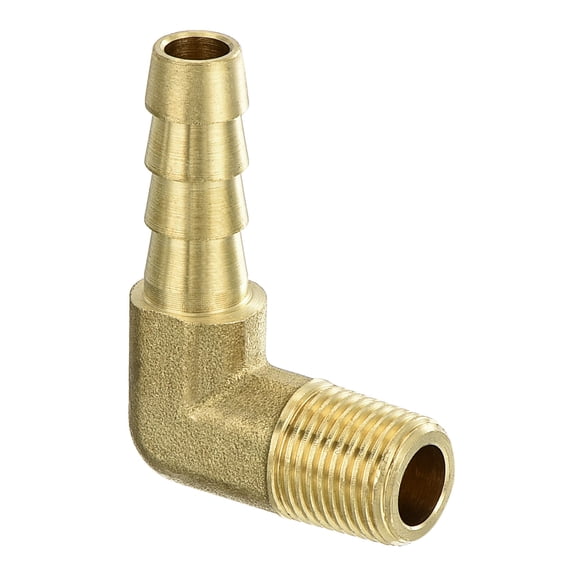 Brass Hose Barbed Elbow Fitting, 1/4" Barbx1/8" NPT Male 90 Degree