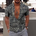 thumbnail image 3 of Camisa con estampado étnico para hombre, camisas de verano con solapa, camisetas de manga corta con gráficos a cuadros para hombre, camisetas de hip-hop de calle de gran tamaño 2024, 3 of 5