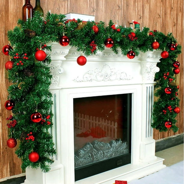 Xihbxyly Guirnalda Navideña Artificial de 2,7 Metros de Largo, de Pvc, Flexible, para Uso En Interiores y Exteriores, Ideal para Decorar Chimeneas, Escaleras y Jardines.