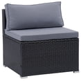 thumbnail image 4 of CorLiving Parksville Resin Wicker and Steel Outdoor Sectional Middle Piece with Cushions, Black/Grey, 4 of 9