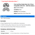 thumbnail image 2 of Front and Rear Brake Rotor Set 4 Piece - Compatible with 2015 - 2020 Kia Sedona 2016 2017 2018 2019, 2 of 2