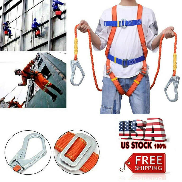 Universal Full-Body Fall Protection Safety Harness with Dorsal D-Ring and  Mating Buckle Legs Shock Absorbing Lanyard & Tool Lanyard 