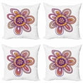 thumbnail image 1 of Abstract Throw Pillow Cushion Case Pack of 4, Cartoon Style Doodled 7 Petal Lonely Flower on White Background, Modern Accent Double-Sided Print, 4 Sizes, Multicolor, by Ambesonne, 1 of 2