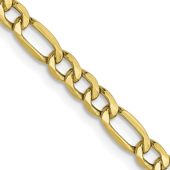 10K Yellow Gold Jbsp's 3.5mm Semi-Solid Figaro Chain (20 X 3.5) Made In South Africa 8232-20