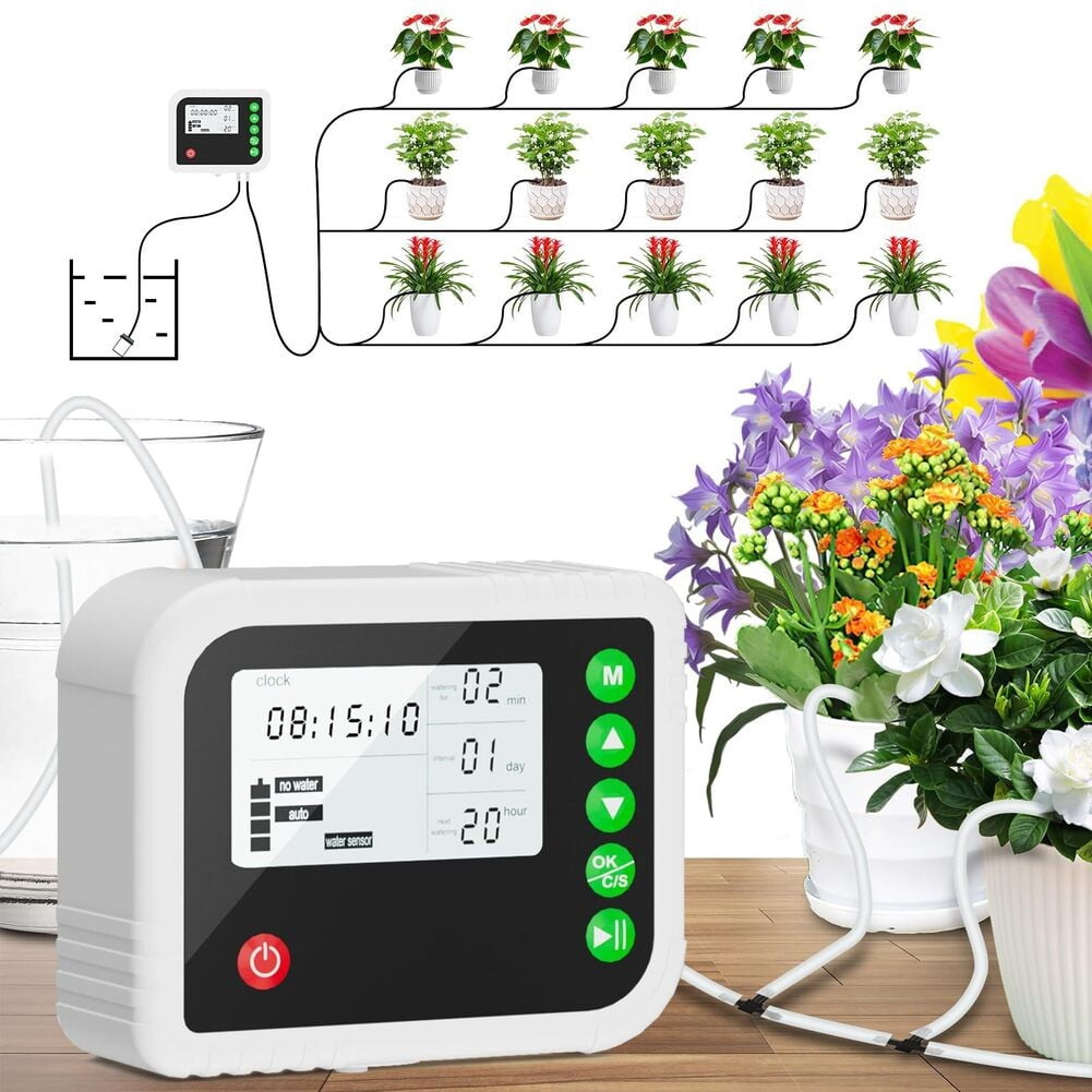 Automatic Indoor Plant Watering System Drip Irrigation Kit with Adjustable Timers for Personalized Care of Up to 15 Pots