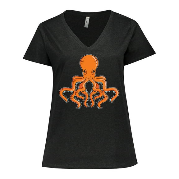Inktastic Orange Octopus Women's Plus Size V-Neck T-Shirt