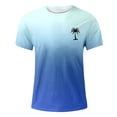 thumbnail image 4 of Mens T-shirts Short Sleeve Summer Gradient Color Print T Shirt Breathable Casual Daily Wear Outdoor Beach Tees Blue L, 4 of 4