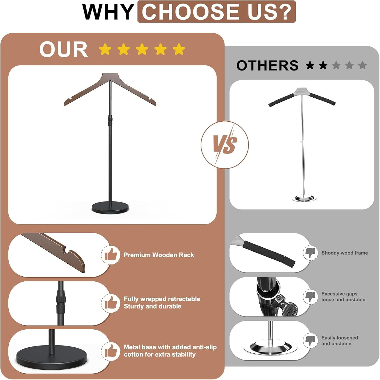 Shirt Display Stand, 18-34 Inch Adjustable Mannequin Stand for Vendors, Mannequin Torso Valet Stand for Shop, Dress Form Steamer Stand for Clothes, Jacket Coat Hanger Stand