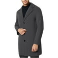 thumbnail image 3 of qolati Mens Wool Blends Trench Coat Single Breasted Notch Lapel Overcoat Mid-Length Classic Pea Top Coat Warm Winter Outwear, 3 of 5