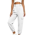 thumbnail image 5 of Elvqul Womens Cargo Pants with Multi Pockets, High Waisted Joggers Elastic Waist Button Quick Dry Casual Baggy Relaxed Fit Athletic Pants for Hiking Climbing Workout, 5 of 8