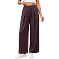 thumbnail image 2 of Mifsaly Wide Leg Track Pants Women High Waisted Pleated Athletic Pant Lightweight Breathable Flowy Casual Daily Wear Workout Clothes with Pockets Brown,L, 2 of 7