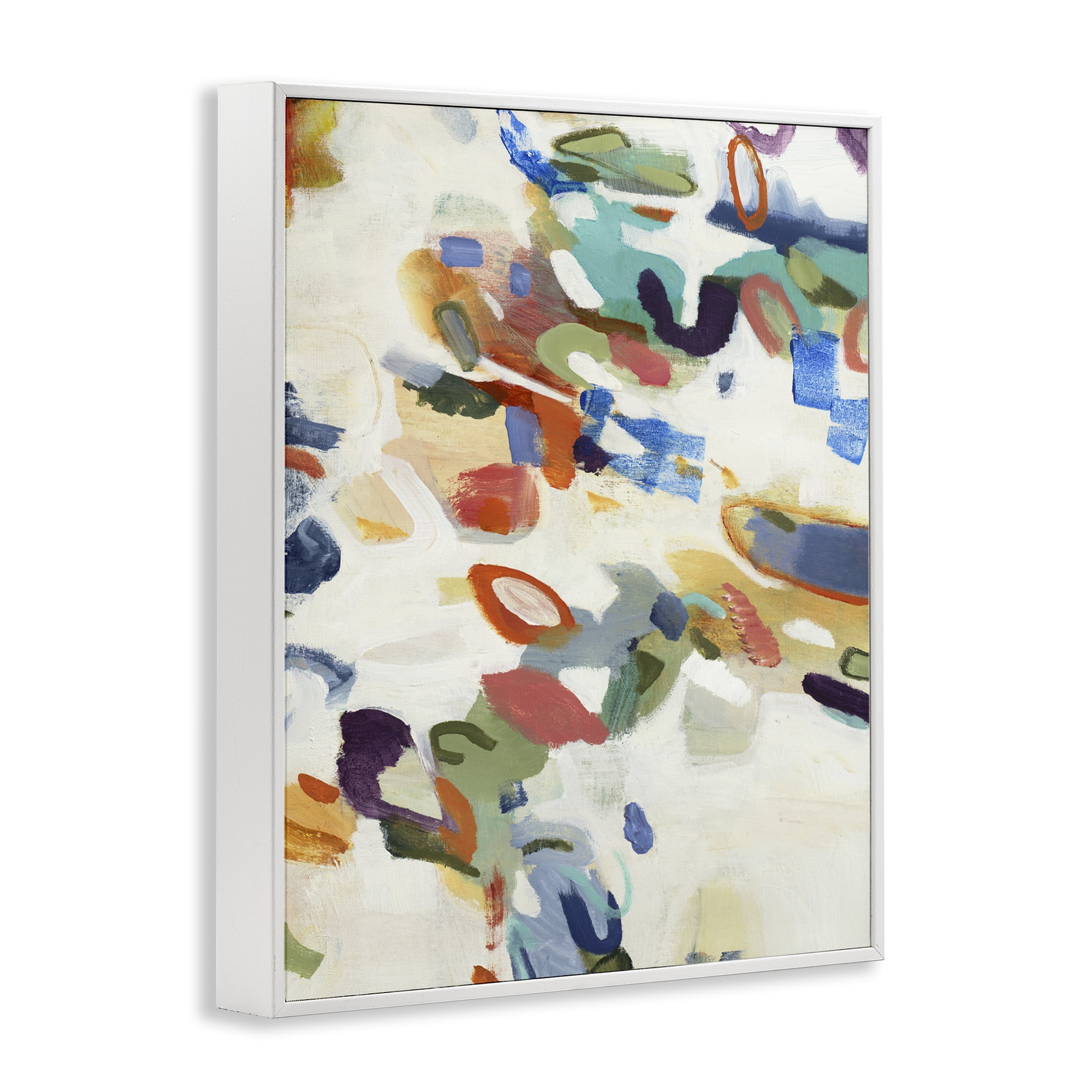 Stupell Industries Multihued Expressive Abstract White Framed Giclee Art, design by Lisa Ridgers