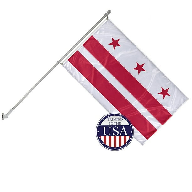 Washington Dc State Flag And 6ft Flagpole With Wall Mounting Bracket 3ft X 5ft Knitted Polyester Flag State Flag Collection Flag Printed In The Usa Walmart Com Walmart Com
