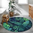 thumbnail image 3 of Tropical Plants Round Area Rug 3Ft Washable Small Circle Rugs for Kitchen Entryway, Summer Watercolor Teal Green Palm Leaves Non-Slip Carpet Floor Mats Indoor Outdoor Carpet Runner Home Decor, 3 of 8