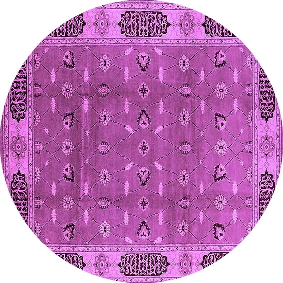 Ahgly Company Indoor Round Oriental Purple Traditional Area Rugs, 3' Round