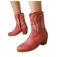thumbnail image 5 of Women's Cowboy Cowgirl Western Boots Embroidered Stitched Ankle Boots Chunky Heel Fashion Short Booties, 5 of 9