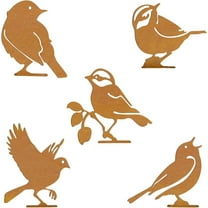 Tutuviw Rusty Bird Silhouette Set of 5 Metal Birds Statues Ornaments Lifelike Patina Metal Birds for Yard Art And Large Outdoor Patio Yard Adornment