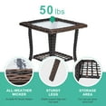 thumbnail image 4 of HiiKaa 18in Patio Tables Wicker Side Table,Rattan End Table with Glass Top for Outdoor Outside Patio Porch Deck Square Brown, 4 of 9