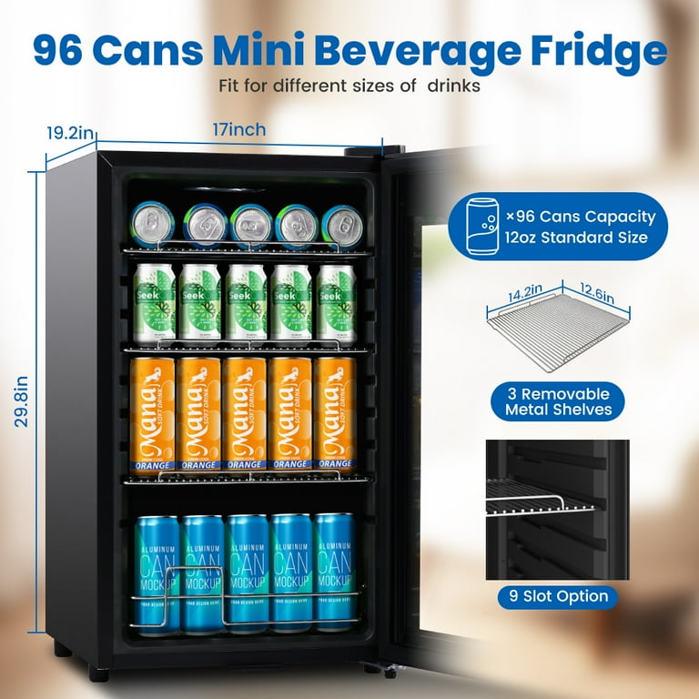 COLOZO Beverage Refrigerator Cooler, 96 Cans, Glass Door COLOZO Beverage Refrigerator Cooler, 96 Cans, Glass Door