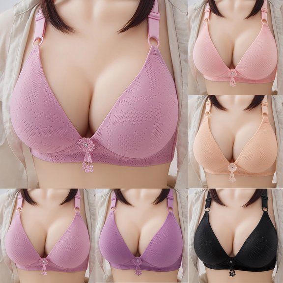 ATOYSOY Plus Size Everyday Bra Wirefree Breathable Push Up Underwear Solid Color Smoothing Comfort Bra Fitness Workout Support Full Coverage Bra Seamless Clearance Beige