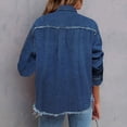 thumbnail image 4 of Wowcloth Women's Denim Jacket, Loose Fit Washed Lapel Collar for Casual Daily Wear, 4 of 6