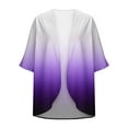 thumbnail image 5 of Ashirexll Cardigan for Women, Summer Fall Plus Size Gradient Soft Casual Mid Sleeve Jacket Cardigan Swimsuit Cover Up Purple A L, 5 of 5